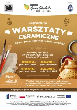 Zapraszamy na WARSZTATY CERAMICZNE - październik 2018
