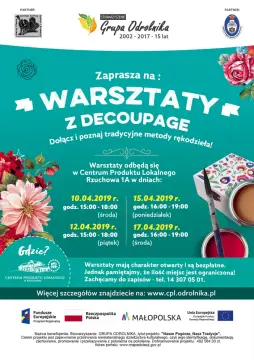 Zapraszamy na WARSZTATY Z DECOUPAGE- kwiecień 2019