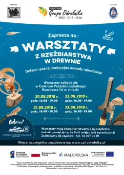 Zapraszamy na WARSZTATY Z RZEŹBIARSTWA W DREWNIE - sierpień 2018